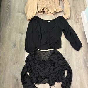 Black and Tan Women's Tops Set- large